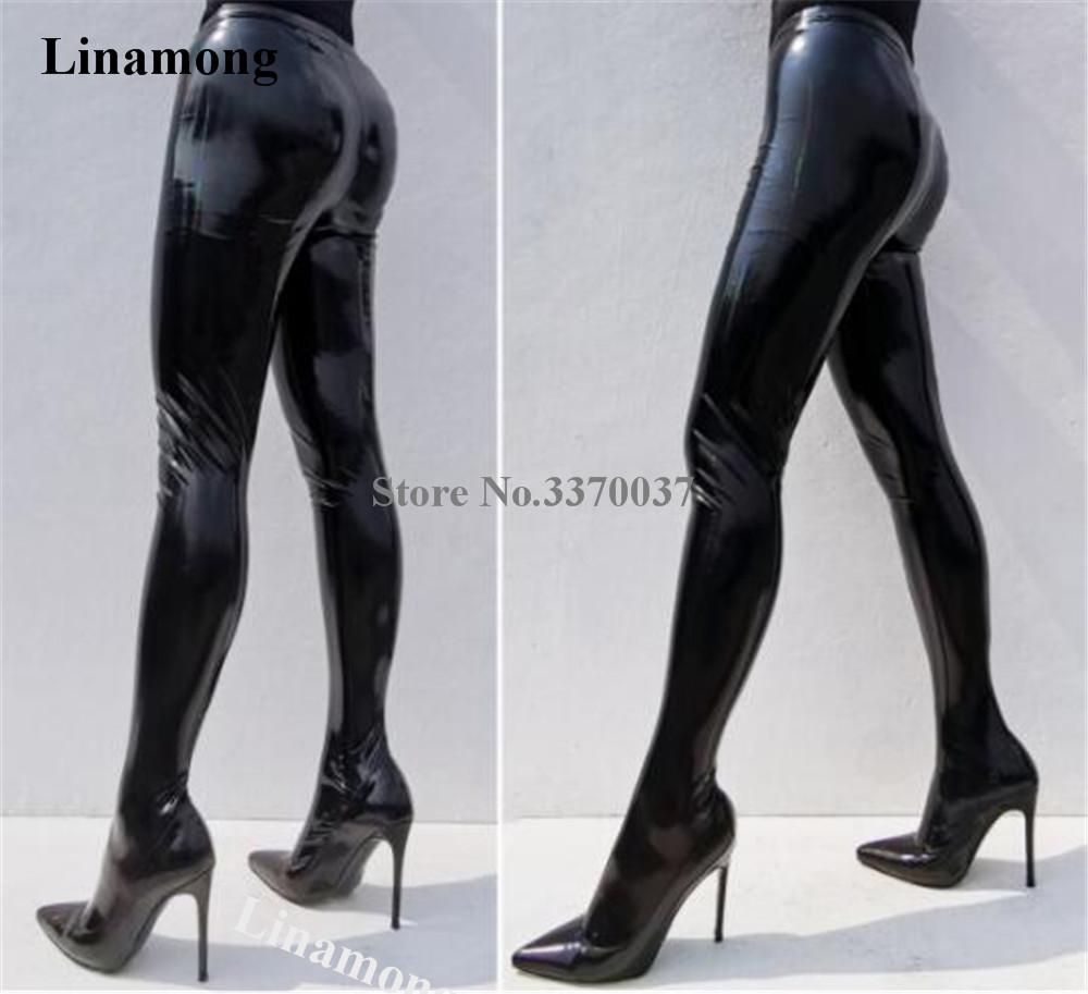 Bandage - Linamong Sexy Black Patent Leather Suede