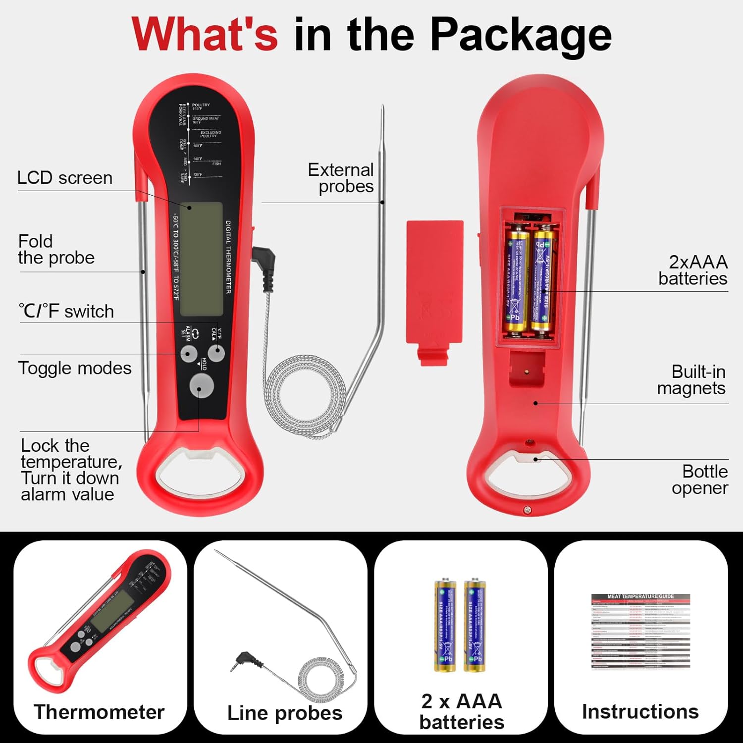 Long Cable Professional Meat T - Thermometer Digital recension och pris